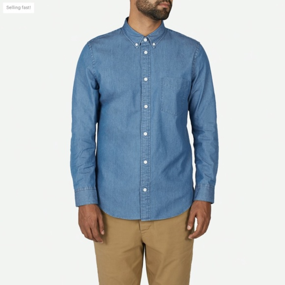 Everlane Men's The Denim Long-Sleeve Shirt Blue Large